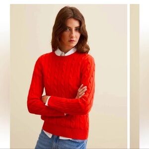 Polo Ralph Lauren Vibrant Red Cable Knit Sweater